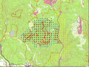 Ausschnitt Topografische Karte mit Darstellung der Aufnahmepunkte